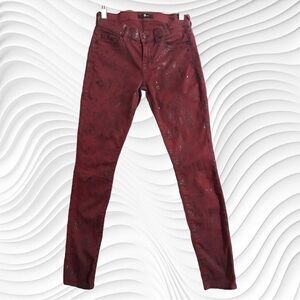 Seven For All Mankind Maroon Jeggings With Snakeskin Print Size 25